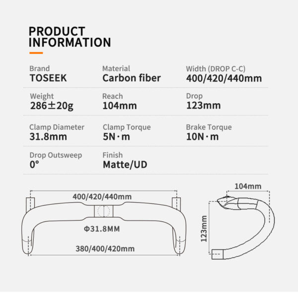 Ghi đông Full Carbon TOSEEK - Màu xám