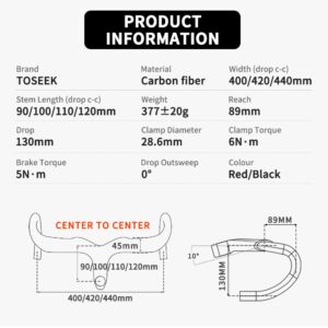 Ghi đông liền pô tăng Full Carbon TOSEEK