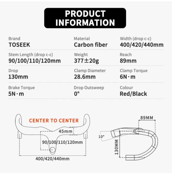 Ghi đông liền pô tăng Full Carbon TOSEEK