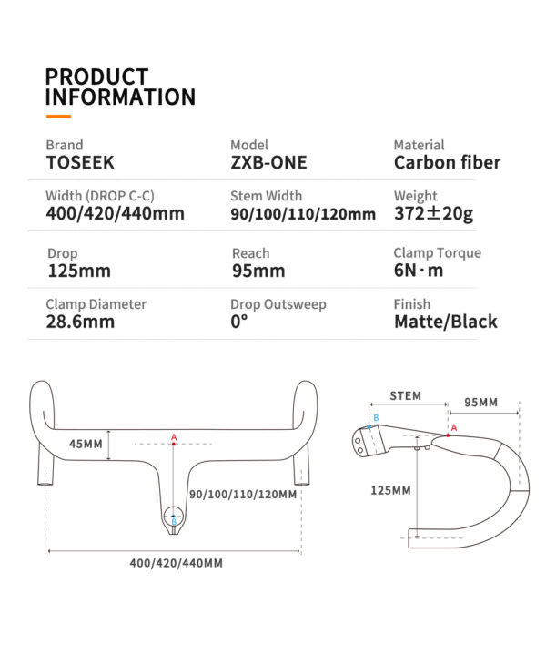 Ghi đông liền pô tăng Full Carbon TOSEEK ZXB-ONE