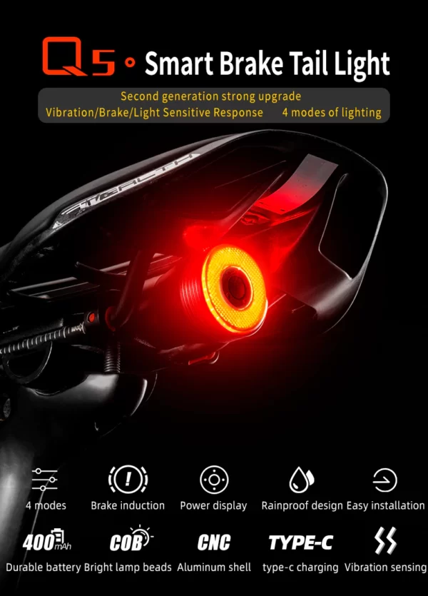 Đèn hậu pin sạc xe đạp ROCKBROS-Q5
